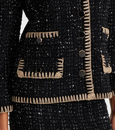 Veronica Beard Ceriani Sequin-embellished Tweed Jacket In Black