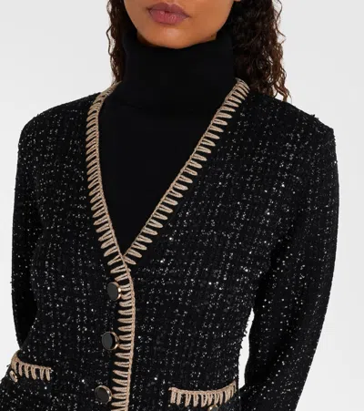 Veronica Beard Ceriani Sequin-embellished Tweed Jacket In Black
