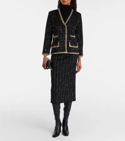Veronica Beard Ceriani Sequin-embellished Tweed Jacket In Black