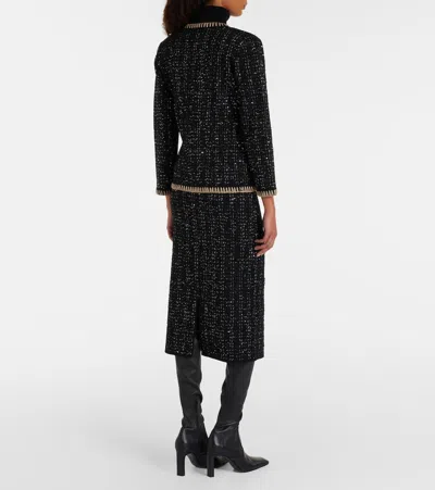 Veronica Beard Corbin Sequin-embellished Knit Midi Skirt In Black