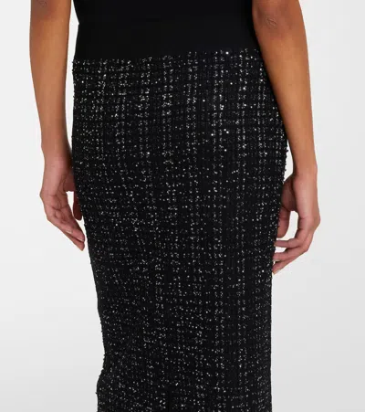 Veronica Beard Corbin Sequin-embellished Knit Midi Skirt In Black