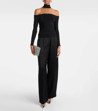 Simkhai Lila Ribbed-knit Off-shoulder Sweater In Black