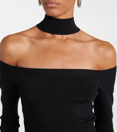 Simkhai Lila Ribbed-knit Off-shoulder Sweater In Black