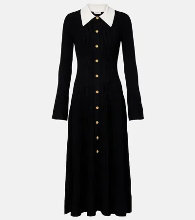 Simkhai Philippa Ribbed-knit Midi Dress In Black