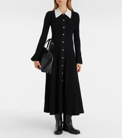 Simkhai Philippa Ribbed-knit Midi Dress In Black