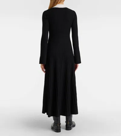 Simkhai Philippa Ribbed-knit Midi Dress In Black