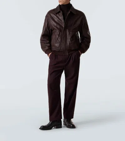Calvin Klein Collection Johnson Leather Blouson In Brown