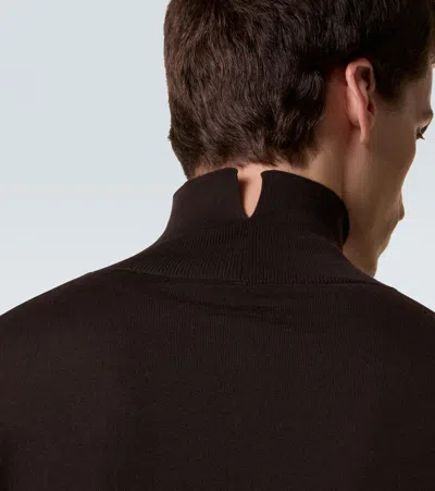 Calvin Klein Collection Ash Wool Turtleneck Sweater In Brown