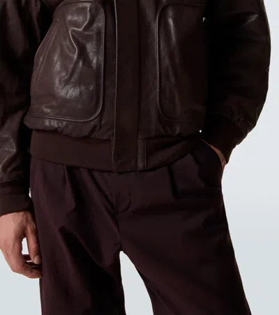 Calvin Klein Collection Johnson Leather Blouson In Brown