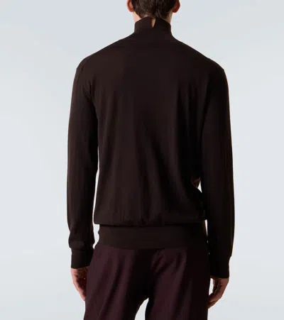 Calvin Klein Collection Ash Wool Turtleneck Sweater In Brown