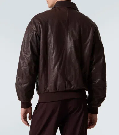 Calvin Klein Collection Johnson Leather Blouson In Brown