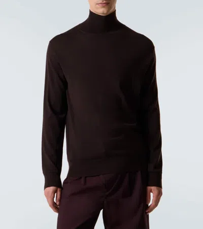 Calvin Klein Collection Ash Wool Turtleneck Sweater In Brown
