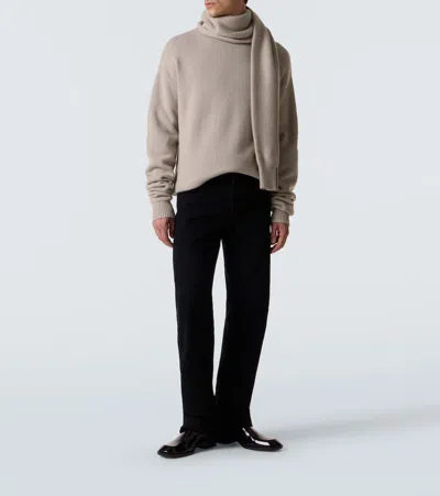 Calvin Klein Collection Rex 2 Scarf-detail Cashmere Sweater In Gray