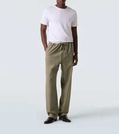 Calvin Klein Collection Benjamin Wool Straight Pants In Green