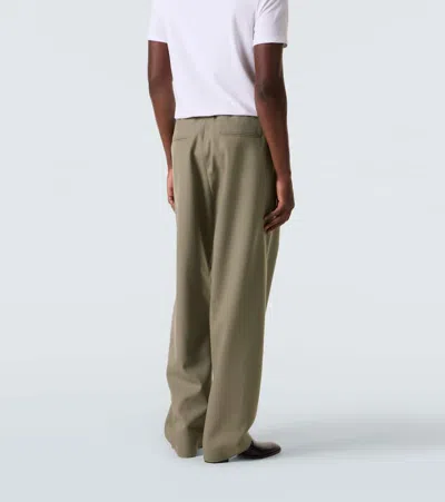 Calvin Klein Collection Benjamin Wool Straight Pants In Green