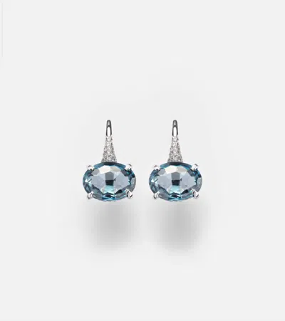 Shay Jewelry 18kt White Gold Drop Earrings With Diamonds And Topaz In Burgundy