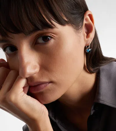 Shay Jewelry 18kt White Gold Drop Earrings With Diamonds And Topaz In Burgundy