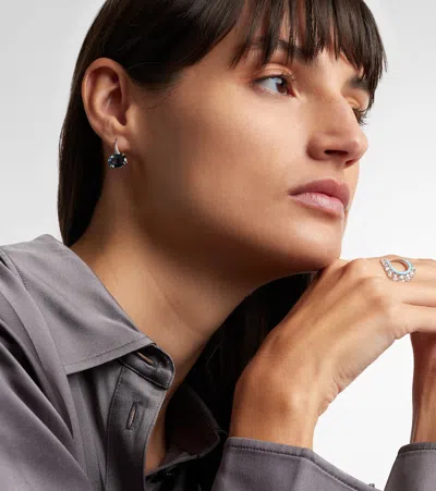 Shay Jewelry 18kt White Gold Drop Earrings With Diamonds And Topaz In Burgundy