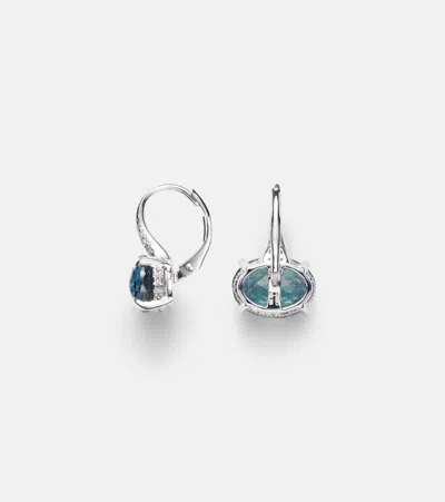 Shay Jewelry 18kt White Gold Drop Earrings With Diamonds And Topaz In Burgundy