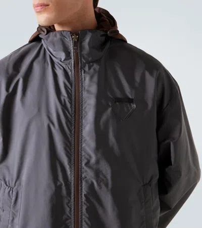 Prada Reversible Hooded Re-nylon Jacket In Brown