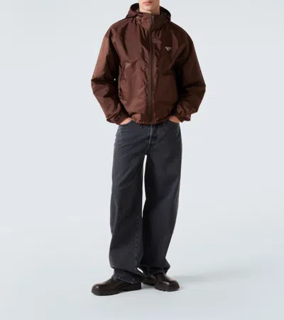 Prada Reversible Hooded Re-nylon Jacket In Brown