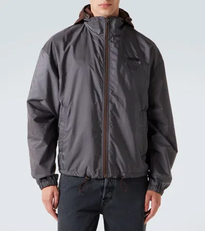 Prada Reversible Hooded Re-nylon Jacket In Brown