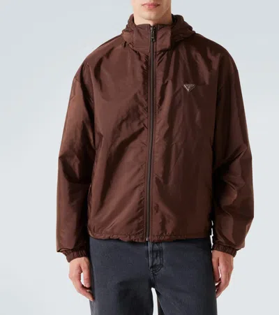 Prada Reversible Hooded Re-nylon Jacket In Brown