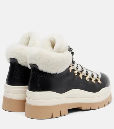 Bogner Arosa Shearling-lined Leather Lace-up Boots In Black