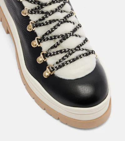 Bogner Arosa Shearling-lined Leather Lace-up Boots In Black