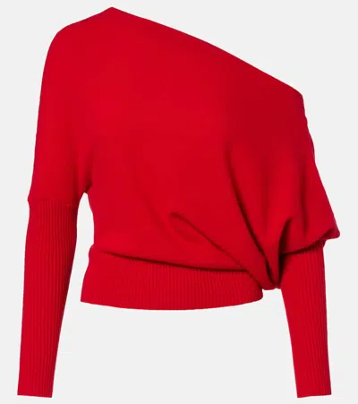 Altuzarra Paxi One-shoulder Cashmere Sweater In Red