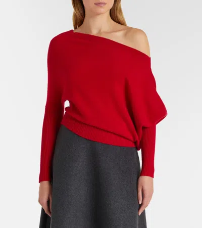 Altuzarra Paxi One-shoulder Cashmere Sweater In Red