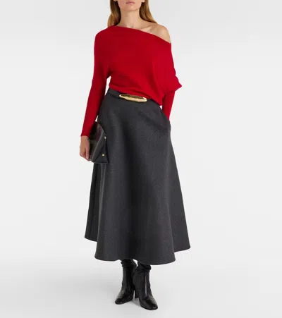 Altuzarra Paxi One-shoulder Cashmere Sweater In Red