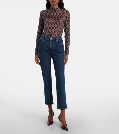 Frame Borrowed Cropped Straight Jeans In Blue