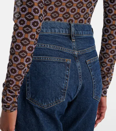 Frame Borrowed Cropped Straight Jeans In Blue