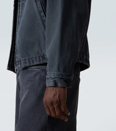 Prada Denim Blouson Jacket In Gray
