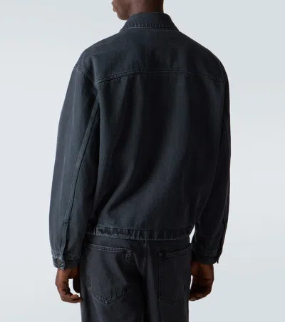 Prada Denim Blouson Jacket In Gray