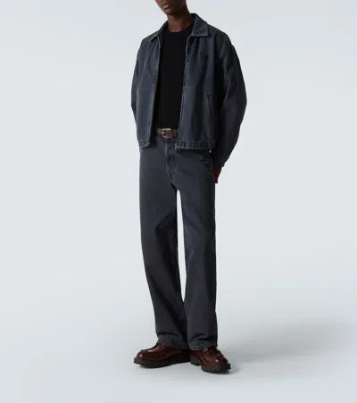 Prada Denim Blouson Jacket In Gray