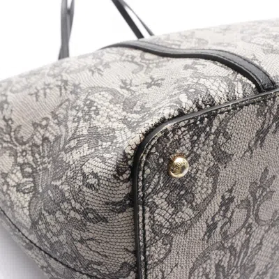 Pre-owned Dolce & Gabbana Beige Black Coated Canvas Tote Bag () In Multi
