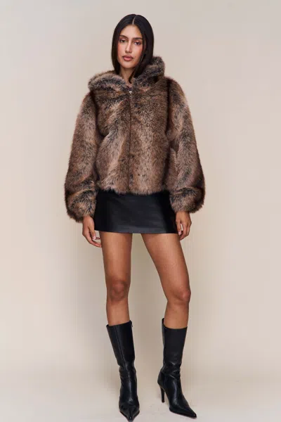 Danielle Guizio Ny Cosette Cropped Fur Jacket In Brown