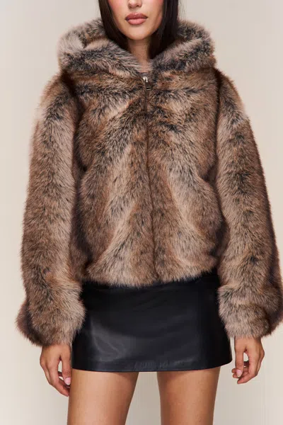 Danielle Guizio Ny Cosette Cropped Fur Jacket In Brown