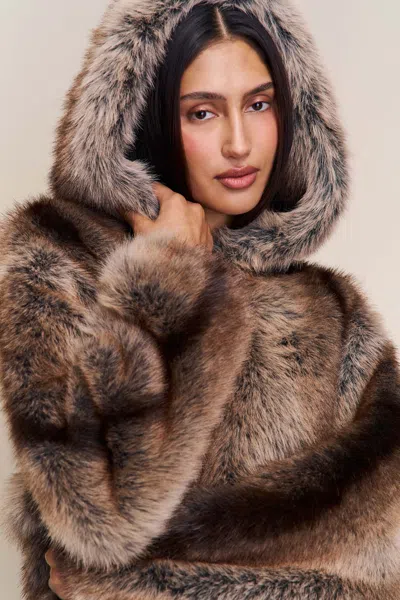 Danielle Guizio Ny Cosette Cropped Fur Jacket In Brown