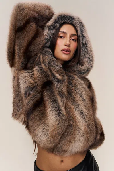 Danielle Guizio Ny Cosette Cropped Fur Jacket In Brown