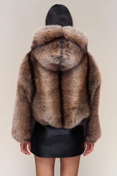 Danielle Guizio Ny Cosette Cropped Fur Jacket In Brown