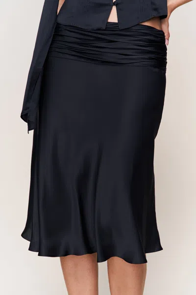 Danielle Guizio Ny Eda Satin Midi Skirt In Black