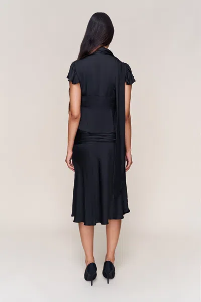 Danielle Guizio Ny Eda Satin Midi Skirt In Black