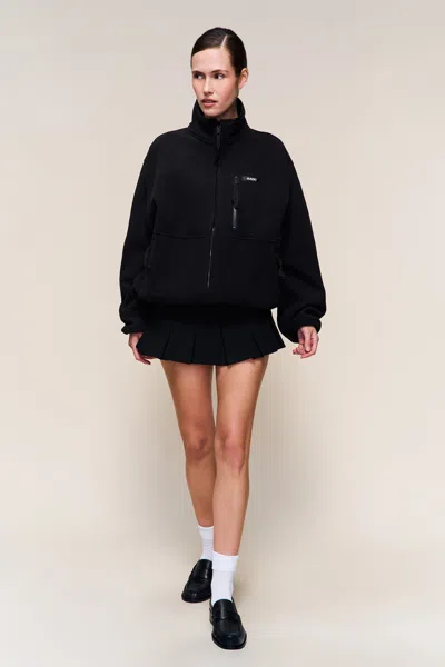 Danielle Guizio Ny Guizio Fleece Zip Up Jacket In Black