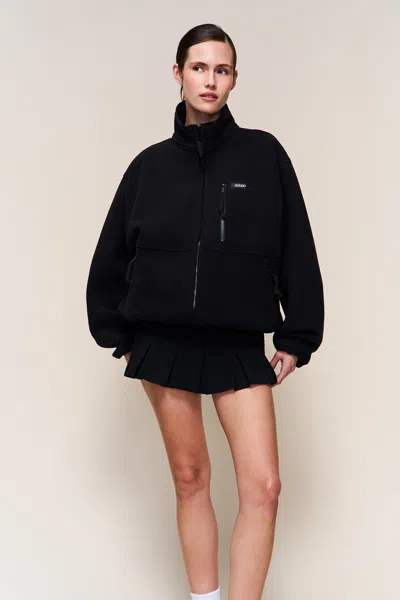 Danielle Guizio Ny Guizio Fleece Zip Up Jacket In Black