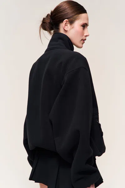 Danielle Guizio Ny Guizio Fleece Zip Up Jacket In Black