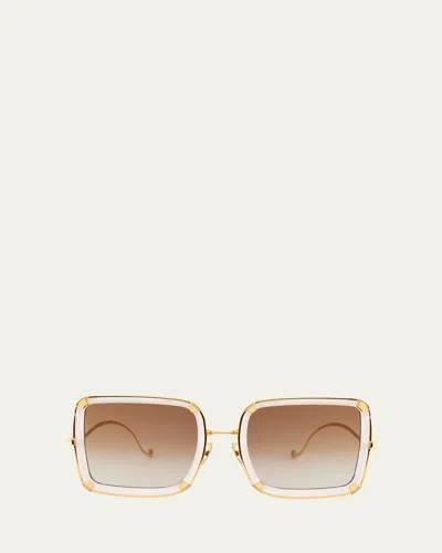 Anna-karin Karlsson White Moon Mixed-media Square Sunglasses In White