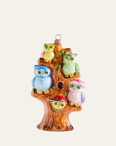 Bergdorf Goodman Owls Family Tree Ornament In Multi